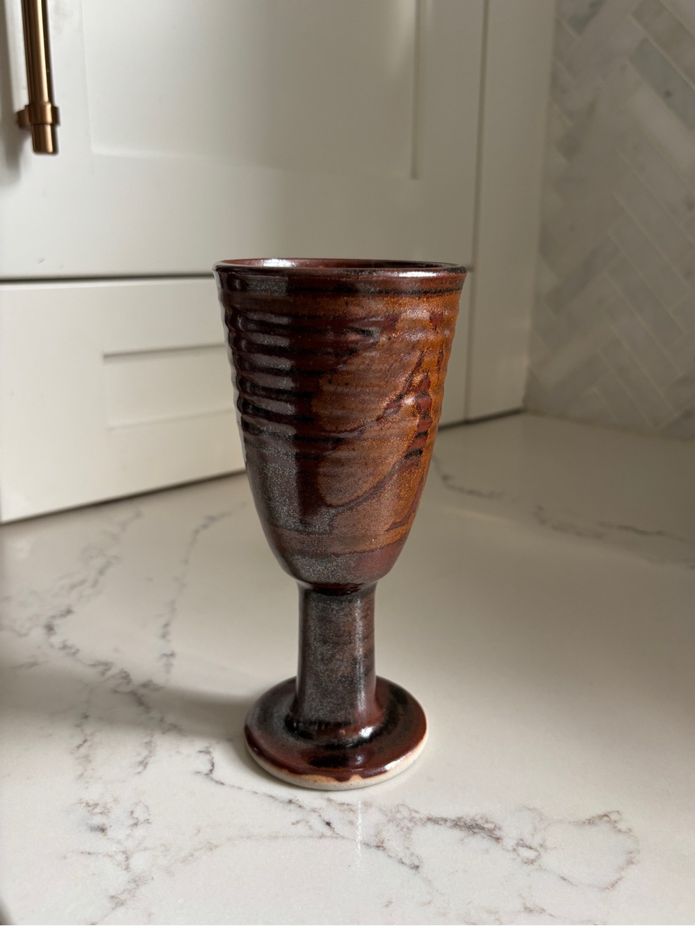 Vintage Stamped Robin Hopper Wine Goblet - Hillsdale Pottery